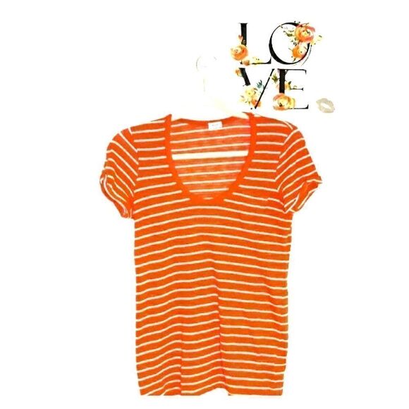 Splendid Red and White Striped Short Sleev… - Picture 1 of 6